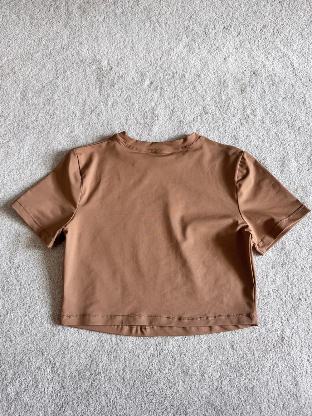 Skims Cropped Swim Tee in Camel Brown
